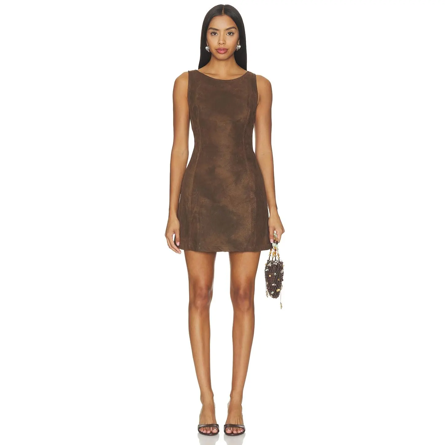 Free People Atlas Suede Mini Dress in Chocolate Brown