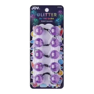 Joy Twin Beads Ponytailer 25mm 5ct Glitter Glow - Purple