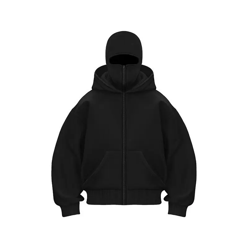 White Double Hood Zip Up Hoodie, Unique Layered Hood Design Sweatshirt, Oversized Long Sleeve Casual Streetwear Jacket for Women and men