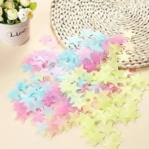 2 pcs Mixed Color Glow in The Dark 3D Stars Luminous Fluorescent Plastic Wall Sticker for Kids Baby Room Bedroom Ceiling Home Decor