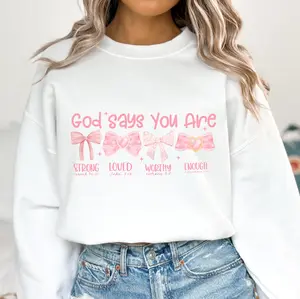 God Says I Am Coquette  Pink Bow  Sublimation Design    Soft Girl Era  Aesthetic  Jesus  God