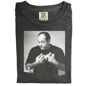 The Sopranos Comfort Colors T-shirt, Tony With Ducks, Mob Boss Aesthetic Tee, Iconic Photo Shirt, Series Merch, James Gandolfini Fan Shirt, Vintage Style T-shirt Gift