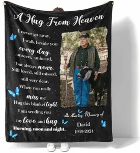 Eyesoul Custom Memorial Blanket with Photos in Loving Memory for Loved Ones Lost: Made in USA, Personalized Picture Sympathy Remembrance Grief Gift Funeral for Daughter Son Father Mother Brothers
