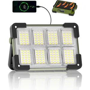 120W solar-powered work light, portable floodlight with stand, 144 LED 10000 lumen LED work light, featuring 4 modes, IP66 waterproof outdoor work light, suitable for emergency repairs, mechanical repairs, and camping