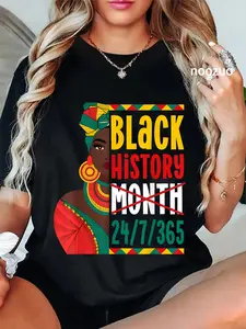 100% Cotton Black History Shirts for Women Black Queen Afro Queen T-Shirt