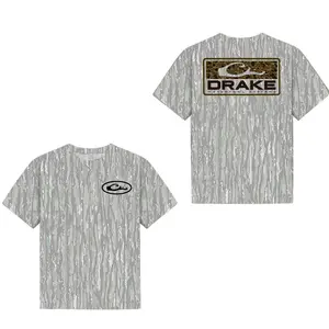 Camo drAke Collection Tee - Camo T-Shirt Unisex Outdoor Tee in Bottomland Camo Ultra Soft Breathable Cotton for All Day Comfort Perfect for Hiking Camping