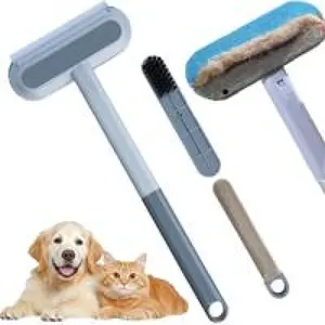 [4 in 1]Reusable Pet Hair Remover Brush – Multi-Functional Lint Cleaner for Dog & Cat Hair, Extra-Long Handle, Washable Grooming Tool for Furniture, Clothes, Bedding, Sofa, Carpets & Window Screens