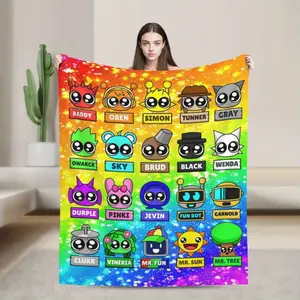 Sprunki game theme blanket, suitable for living room, bedroom, camping, travel, cartoon design, birthday, anniversary holiday gift