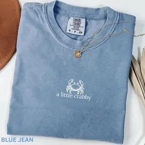 Comfort Colors A Little Crabby T-shirt, Minimalist Beach T-shirt, Funny Meme T-shirt, Summer Aesthetic Shirt, Funny Beach Shirt, Coastal Shirt