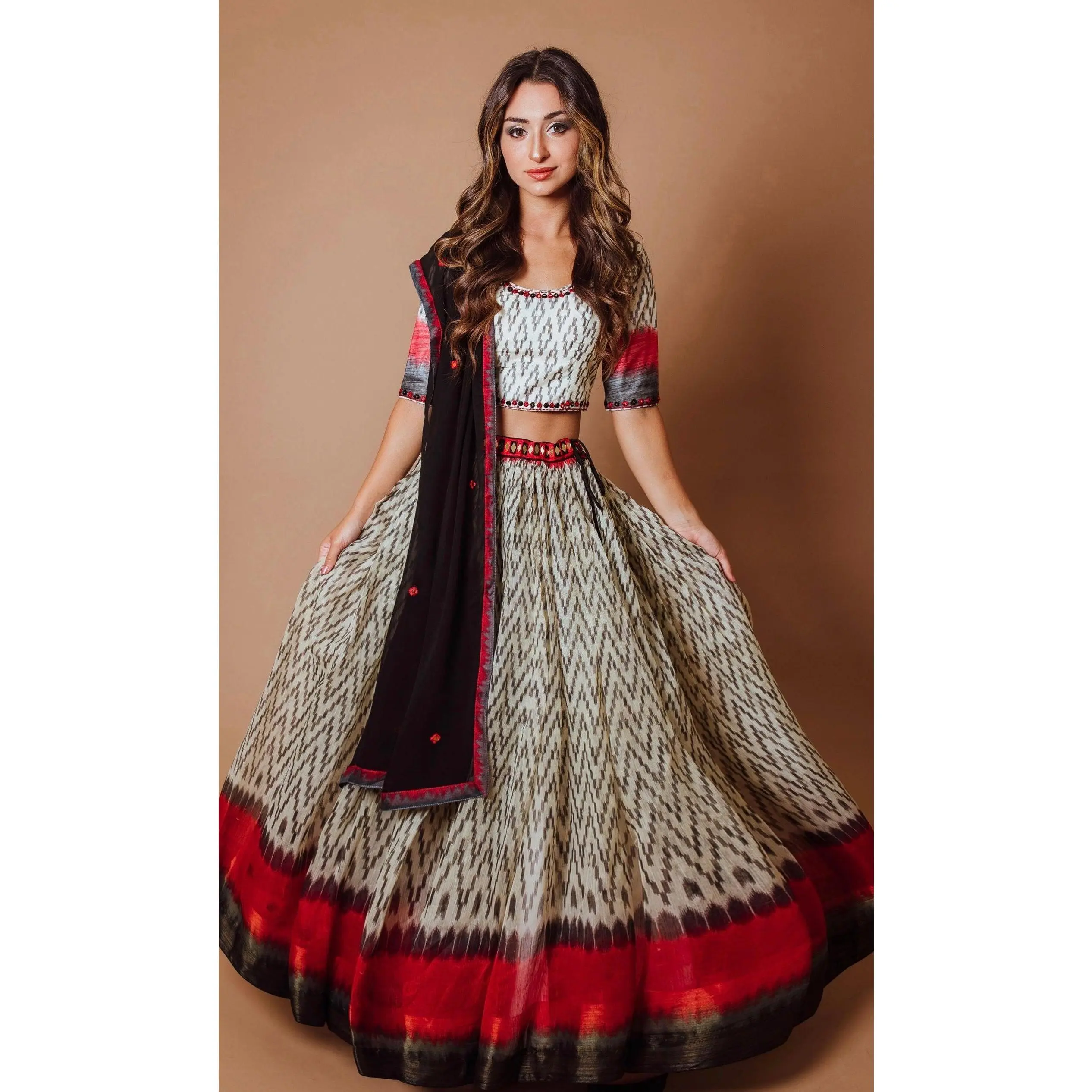Juniper Chaniya Choli Set with Hand Embroidered Blouse
