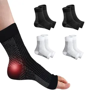 4 Pair Sport Plantar Fasciitis Socks with Arch Support for Men & Women - Ankle Compression Sock, Toeless Compression Socks Foot Pain Relief Work Out
