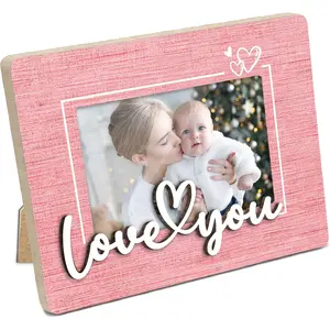 Mother's Day Picture Frame for Mom, 3.5"x2.5" Small Photo Frame from Daughter, Son, Best Mom Ever Gift for Wife from Husband, Keepsake for Her, Him, Couples & Pet Lovers(Pink)