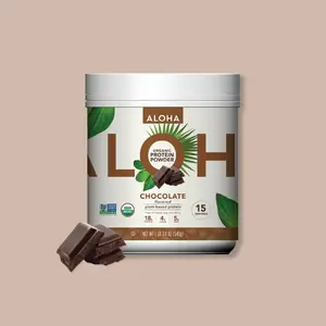 ALOHA Chocolate Protein Powder | 18g Plant Protein 15-Servings, 4g Sugar | Pea, Brown Rice & Pumpkin Seed | Certified USDA Organic, Vegan, Stevia-Free, Soy-Free | Rich & Creamy With MCT Oil Fitness Supplements Natural Supplements