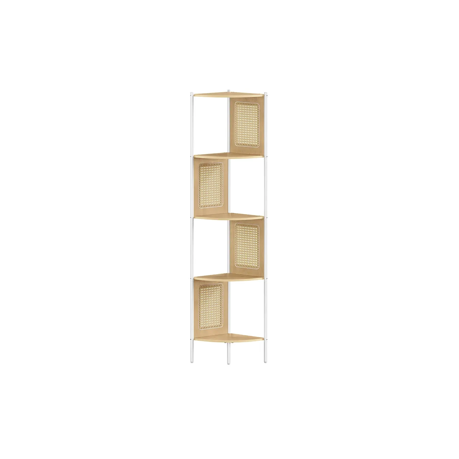 Vasagle 5-Tier Polyrattan Side Corner Organizer Stand with Lidded Storage Bins for Home Supplies, Plant Shelves, Room Decor