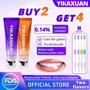 【YIKAXUAN】Niacinamide/probiotic whitening toothpaste is suitable for sensitive teeth, removing pigmentation, oral bacteria, and strengthening enamel/100g fluoride free fresh breath