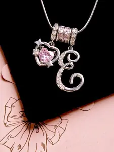 Elegant Sweet 26 Letter and Star Zircon Heart Shaped Pendant Necklace, Perfect Gift for Mom or Girlfriend, Valentine's Day, Mother's Day, Birthday, Initial Necklace Jewelry