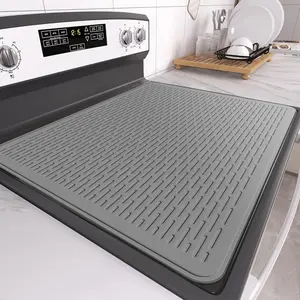 Stove Top Cover for Electric Stove, Silicone, Stove Mat for Glass Top, Glass Cooktop Protector, XL Dish Drying Mats For Kitchen,Oven Covers for Electric Stove,Gray,28 x 20
