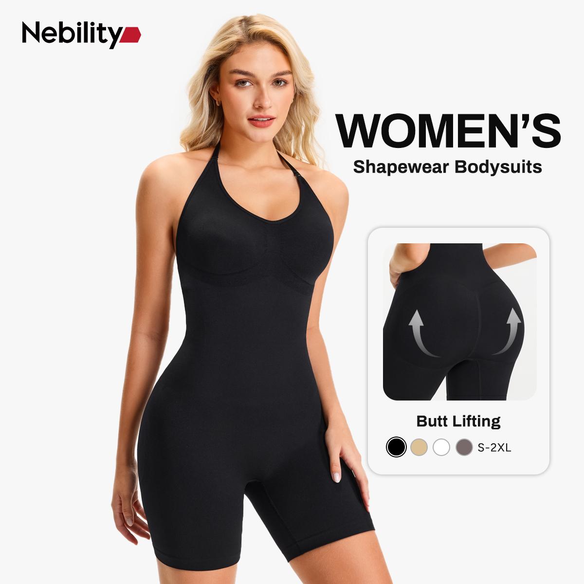 Nebility Women's Bodysuit Shapewear Full Body Stretchy Basic Jumpsuit Sleeveless Compression Fashionable Womenswear