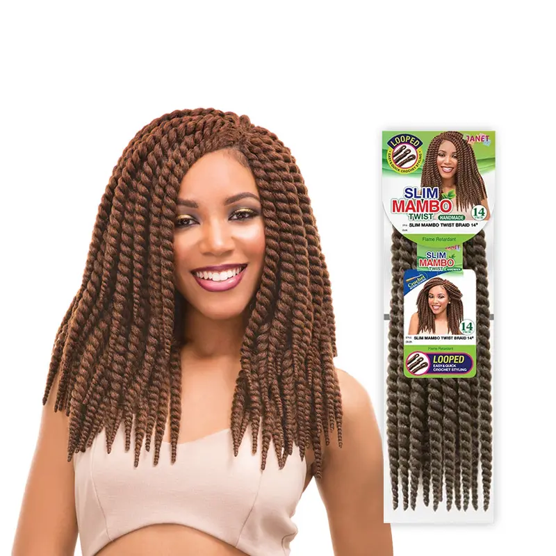 Janet Collection Slim Mambo Twist Braid, 14" Synthetic Crochet Hair Extensions for Braided Hairstyles, 12 Strands, Crochet Hairstyles, Braided Twist Synthetic Extensions & Pieces