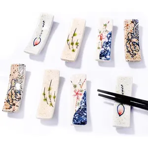 Ceramic Chopsticks Holder,Japanese Chopstick Rest,Spoon,Knife & Fork Stand,Set of 8