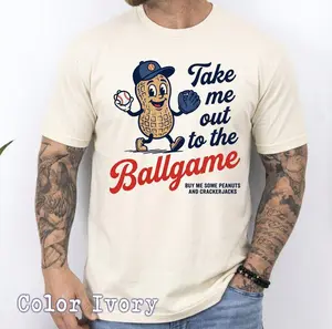 Comfort Colors Take Me Out to the Ballgame Peanut Baseball Shirt, Retro Vintage Baseball Mascot Tee, Funny Peanuts and Crackerjacks Shirt, Trendy Baseball Graphic Tee