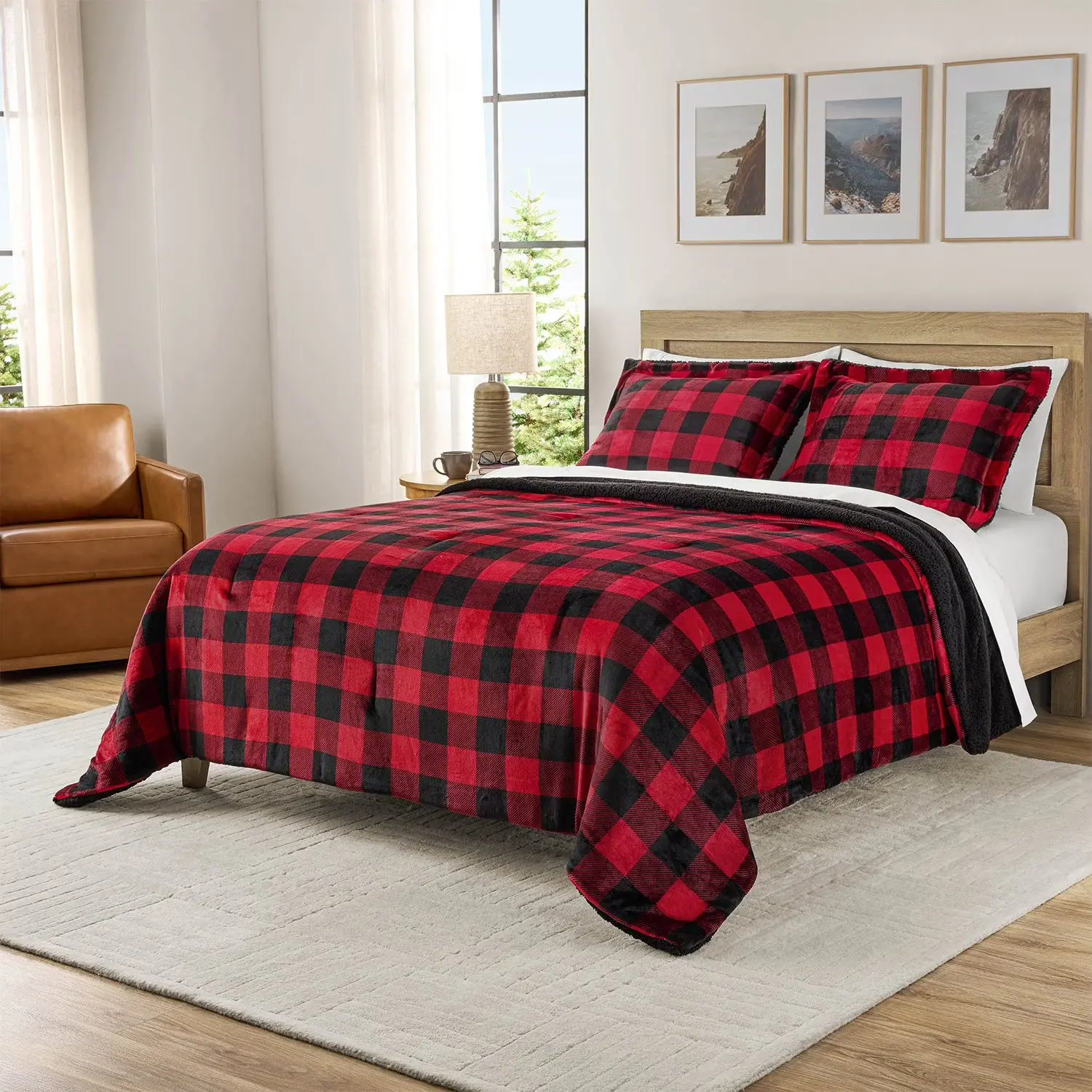 Member's Mark 3-Piece Printed Plush Comforter Sets KING