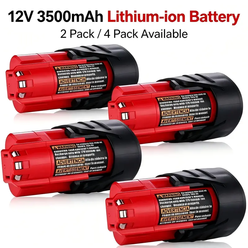 2/4Pack 12V 3.5Ah Replacement for Milwaukee M12 Battery Lithium 48-11-2411 48-11-2420 48-11-2401 48-11-2402 48-11-2401 Cordless Tools, Rechargeable Battery