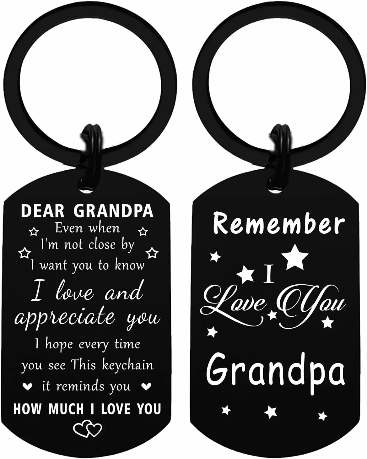 Fathers Day Gifts For Dad, Grandpa Gifts for Men - I Love My Grandpa Keychain Black, Best Grandfather Fathers Day Birthday Gift, Personalized Father's Day Key Chain Present from Granddaughter