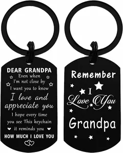 Grandpa Gifts for Men - I Love My Grandpa Keychain Black, Best Grandfather Fathers Day Birthday Gift, Personalized Father's Day Key Chain Present from Granddaughter