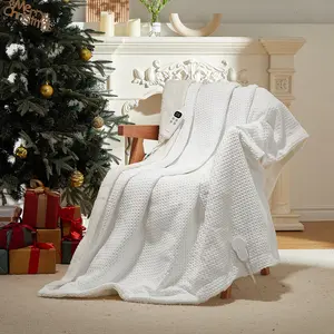 Garvee Fast Heating Waffle Electric Blanket Throw 6 Heat Levels And 10H Timer Adjustable Temperature Heated Blanket With Auto Shut Off