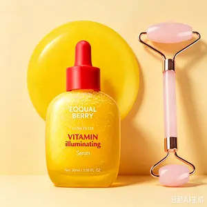 (Free Gift: Facial Massage Stick)EQQUALBERRY Vitamin Illuminating Serum – Brightening Vitamin C Serum with Niacinamide | Strengthens skin barrier | Hydrates using Ceramide and Hyaluronic Acid, 1.01oz / 30ml