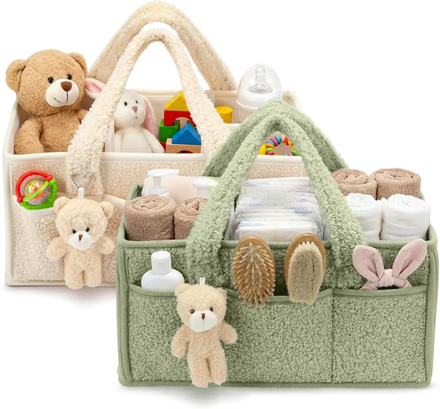 Large Felt Diaper Caddy Organizer, Compartmentalized Nursery Storage with Removable Dividers, Portable for Car Travel, Ideal Baby Shower Gift for Newborns, 15 x 10 x 7 Inches, Diaper Bag Organizer, Space-Saving, Individual Compartments Diaper Bags