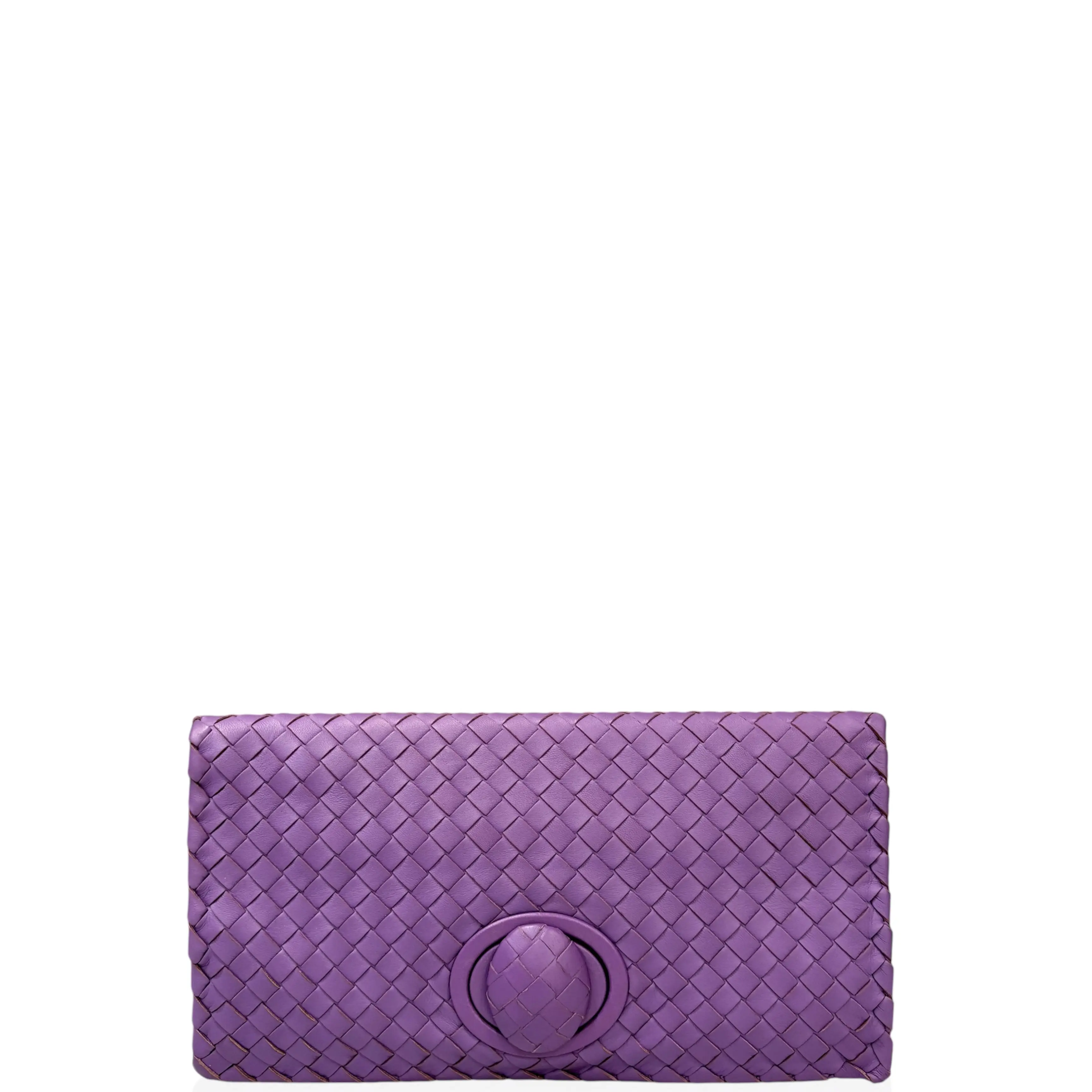 Pre-owned BOTTEGA VENETA Leather clutches & wristlets Clutch Lambskin Intrecciato Nappa Purple (jg041726b4)