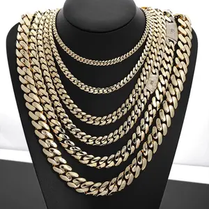 NY Hip Hop Jewelry Multiple Sizes Monaco Chain 14K Gold Plated 6/8/10/12/15MM Cuban Link Necklace for Men Party Gift