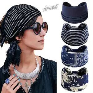 4 Pack Bohemian Knotted Wide Headbands For Women, Non-Slip Elastic Hair Bands, Multifunctional Fashion Headbands For Yoga Running Sports Casual Retro Outfits