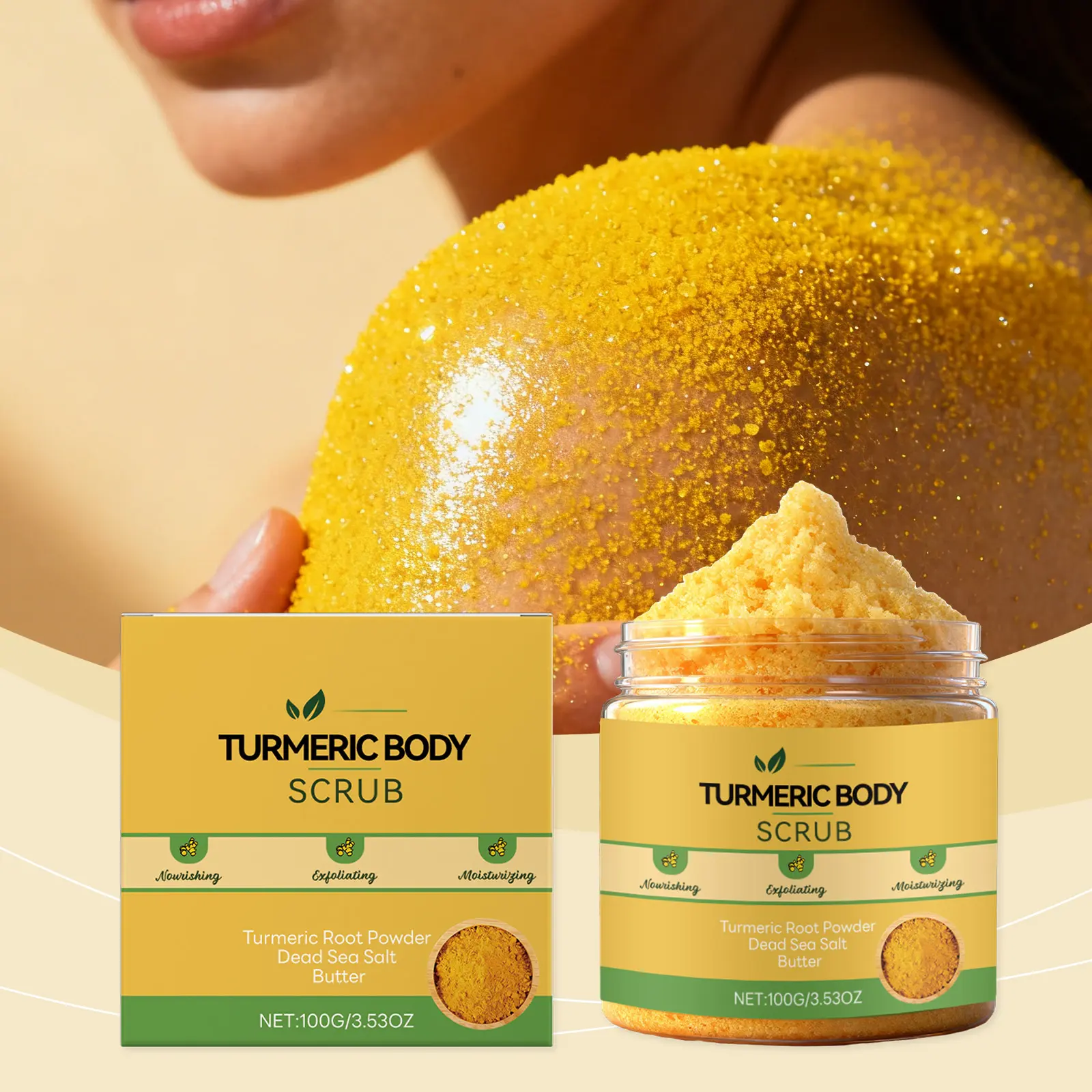 Turmeric Body Scrub, Exfoliating Body Scrub, Soften and Smooth Skin Texture, Gentle Daily Cleansing, Smooth Clean Fresh Scrub, Skincare Essential, Gentle Exfoliator