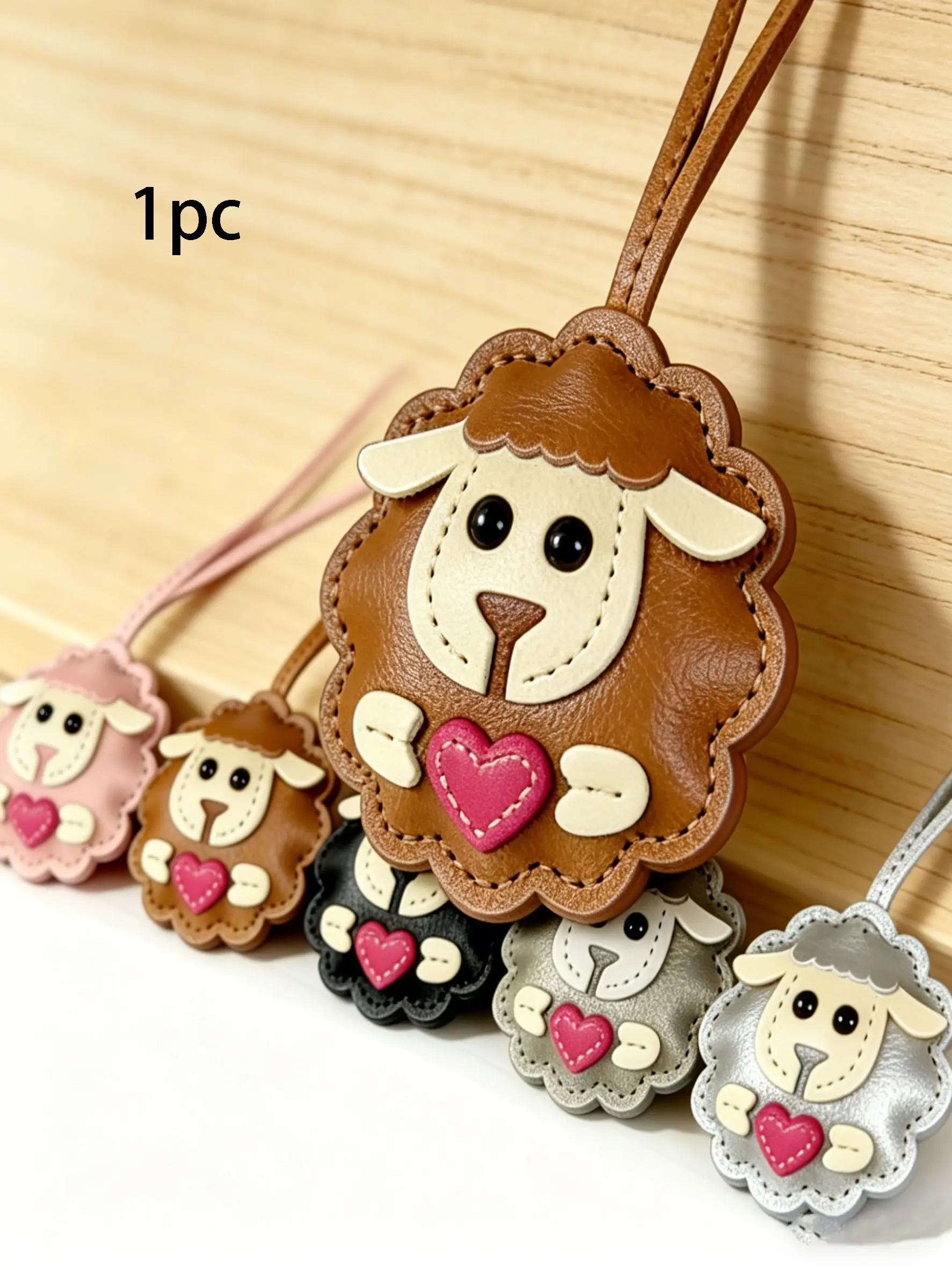 Sheep Bag Charm Multicolor Lambskin Heart-Hugging Sheep Charm Hand-Stitched For Enhanced Durability And Resistance To Cracking Retro, Gentle, And Soothing-Style Accessories For Bags, Keys, And Cars Friend Charms & Couple Charms Cute Charms