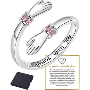 Hope Rings Hug Ring for Granddaughter Hug Ring to My Granddaughter Non Tarnish Adjustable Inspirational Always With You I Love You Forever Message