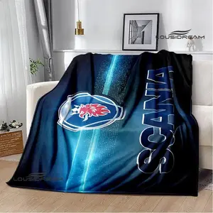 S-Scania logo printed blanket Warm Flannel Blankets Soft and Skin-friendly Blankets Home Travel Blanket bed linings Birthday Gift