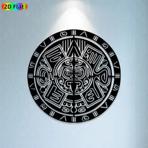 1pc Aztec Calendar Metal Wall Art, Intricate Aztec Calendar Statue Mural, Ideal Gift for New Year, Christmas, Cultural Decor Enthusiasts, Perfect for Living Room Wall & Garden Fence, Unique Ethnic Home Decor