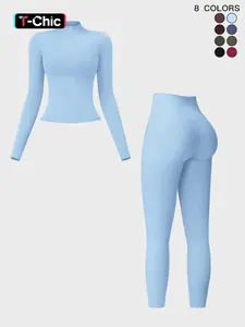 Women's Yoga Suit Long Sleeve Zipper Design Fall Winter Slim Fit Running Gym Sportswear, Comfortable & Stylish Workout Yoga Clothes Set