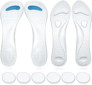 2 Pairs sizes 4-8 high heel pads with 6Pcs heel pad, transparent insole, transparent gel women's insole and self-adhesive soft silicone women's sandal pad - Home Improvement Shoe Protector Footwear Leather Nail Active