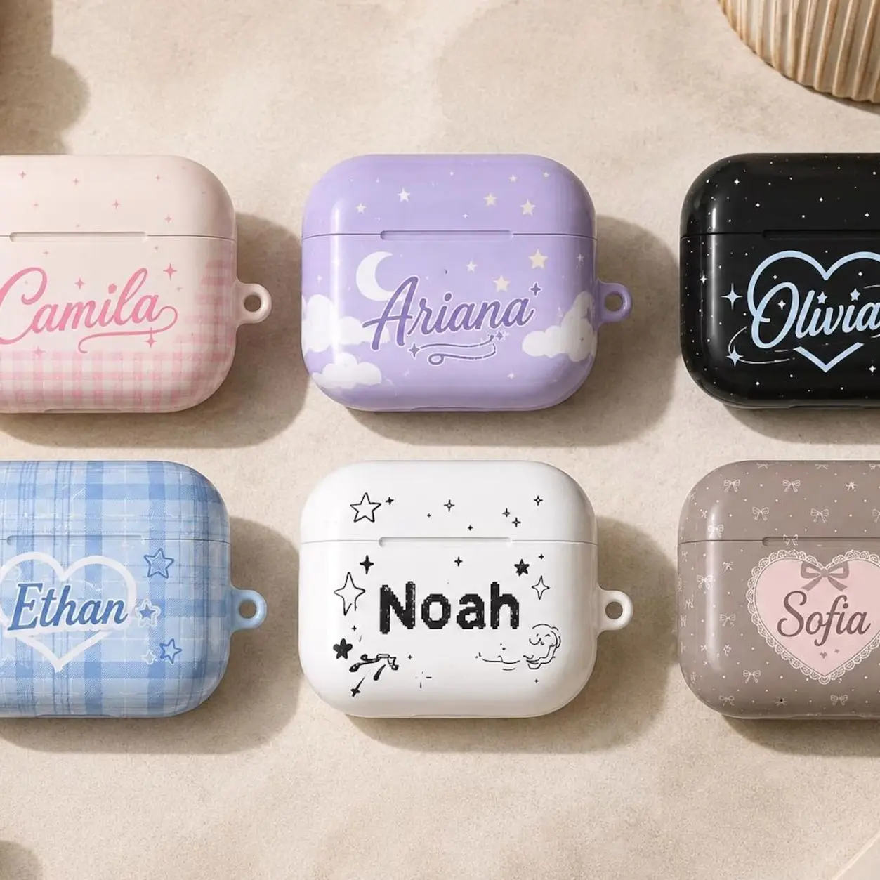 Personalized Aesthetic Airpods Case, Custom Name with Pastel Design Earbud Cover for AirPods 4 3 Pro 2