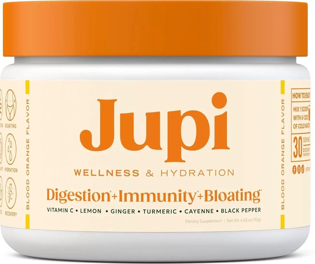 Hydration & Wellness Powder – Turmeric & Ginger shots, Vitamin C Supplement for Energy, Immune Support & Digestive Health – Vegan, Gluten-Free Drink Mix for Men & Women, Citrus Flavor 30 servings