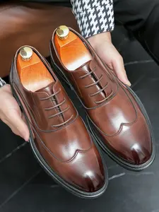 Men's Classic Business Derby Shoes, Thick Sole Height Increasing Formal Footwear, Versatile Design for Office & Casual Wear