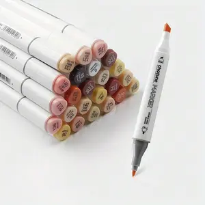 Dual-tip Marker Pen Set, Art Markers Pen, 12/24pcs/set Vivid Skin Tone Colors Marker Pen, Fine & Broad Nibs Marker Pen for School & Office Use, Art Supplies