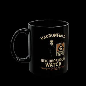 Michael Myers Halloween Mug  Haddonfield Neighborhood Watch Coffee Cup  Funny Horror Slasher Gift