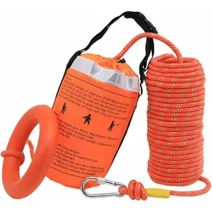 Throw Bag with 50/70/98 Ft of Rope in 8MM Tensile Strength Rated to 1102lbs, Safety Equipment Throwable Device Emergency for Kayaking, Boating, High Visibility