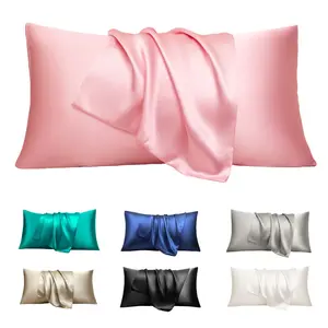 2pcs Solid Satin Pillowcases, Silky Soft Luxury Bedding Pillow Covers, Hair and Skin Friendly Pillowcases with Modern Minimalist Design for Bedroom, Home, Dorm and Hotel, Elegant Bedding Decor in Standard/Queen/King Size