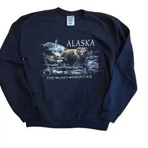 Vintage Alaska The Last Frontier Bear Sweatshirt 90s Nature Wildlife Outdoors Cottagecore Pullover